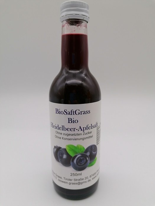 Bio-Heidelbeer-Apfelsaft 0,25l BioSaftGrass | Biowein von BioWeinGrass